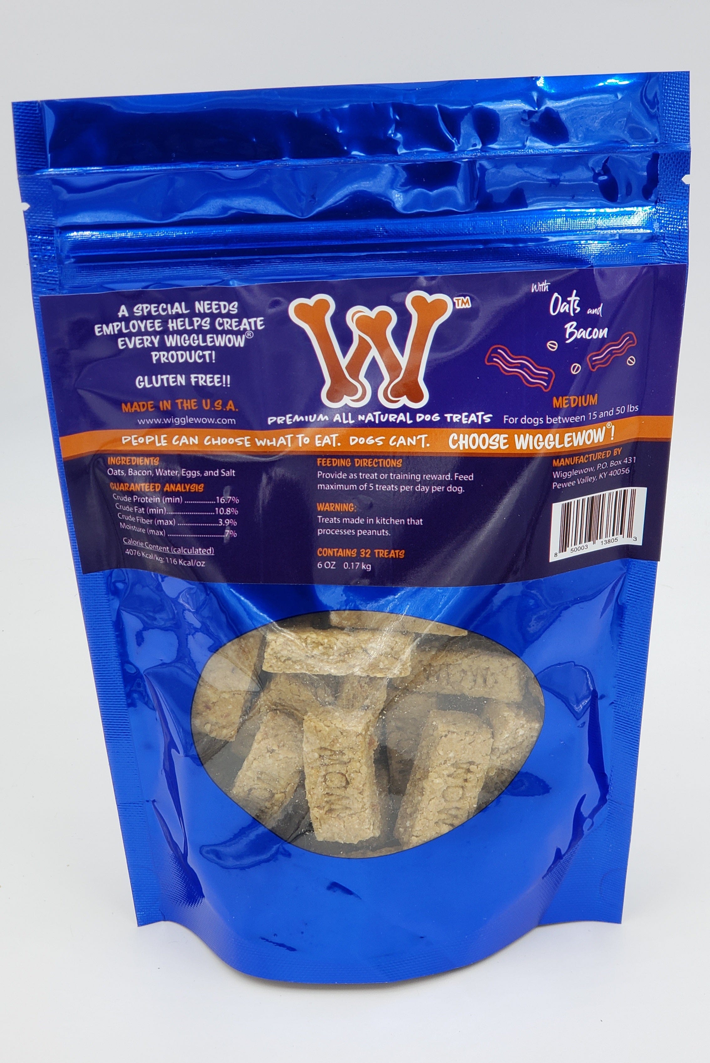 Wigglewow Gourmet Oat-Bacon Flavored Dog Treats - Made in USA